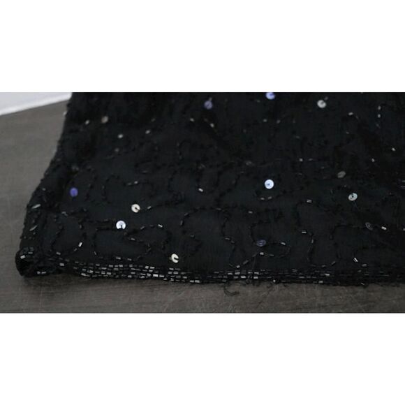 Laurence Kazar Black Sequins Silk Beaded Dress Size Medium Petite - Picture 9 of 12